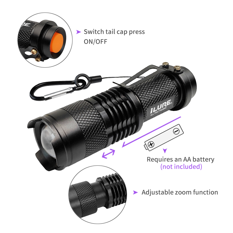 Mini lanterna uv 395nm, isca d - Fishing Lure Kit avaliação e preço